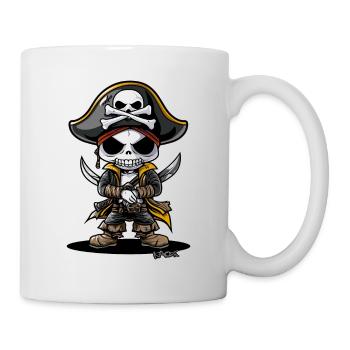Lustiger Chibi-Cartoon Skelett Pirate - Tasse - Weiß - Rechts