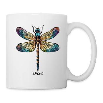 Eine farbenfrohe Libelle - Tasse - Weiß - Rechts