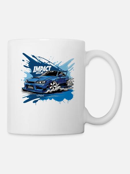 Japan D Initial Impact Blauwe JDM Street Racer Auto - Mok - wit