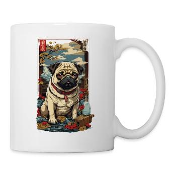 Pug Dog in Vintage Japan Sake Art - Mug - white - Right