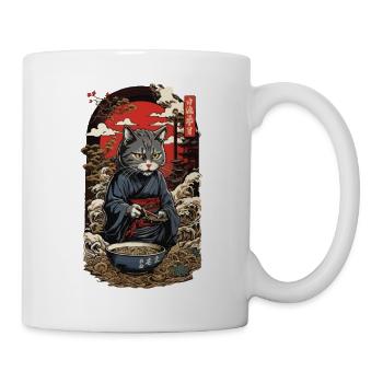 Funny Cat Mange Soupe De Nouilles Japonaises Ramen - Mug blanc - blanc - Droite