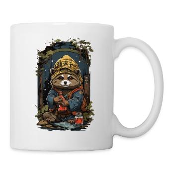 Marderhund Japanischer Sake Vintage Japan Kunst - Tasse - Weiß - Rechts