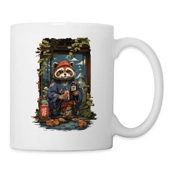 Vintage Art raton laveur chien saké japonais - Mug blanc - blanc - Droite