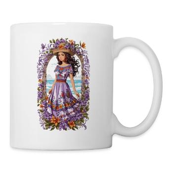 Spanische Schönheit Vintage Blumen Bohemian - Tasse - Weiß - Rechts