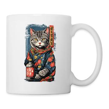 Chat dans le saké japonais affiche Art Vintage - Mug blanc - blanc - Droite