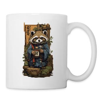 Marderhund Japanischer Sake Vintage Kunst - Tasse - Weiß - Rechts