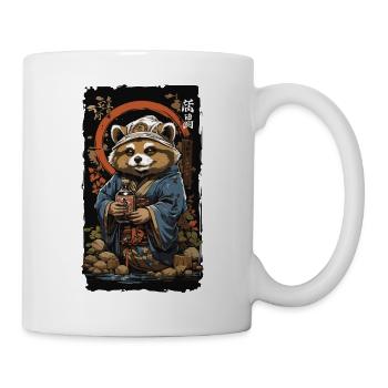 Raccoon Dog Japanese Sake Vintage Kanji Art - Mug - white - Right