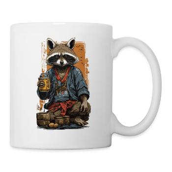 Raton laveur japonais saké Vintage Kanji Art - Mug blanc - blanc - Droite