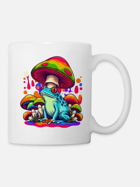 Festival Psytrance Psychedelic Pilz Frosch - Tasse - Weiß