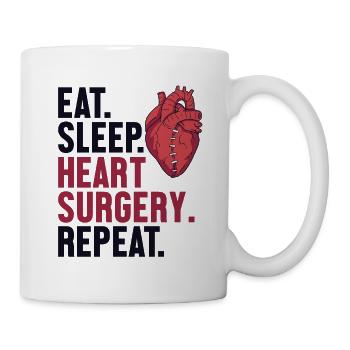 Eat Sleep Herzchirurgie Katheter öffnen - Tasse - Weiß - Rechts