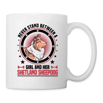 Girl and her Sheltie Shetland Sheepdog - Mug - white - Right