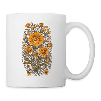 Tagetes Floral Decoration Aesthetic Vintage Design - Mug - white - Right