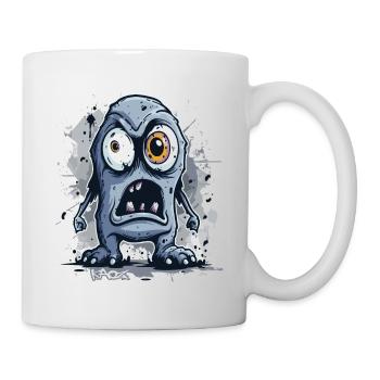 A gloomy, angry, funny gray monster - Mug - white - Right