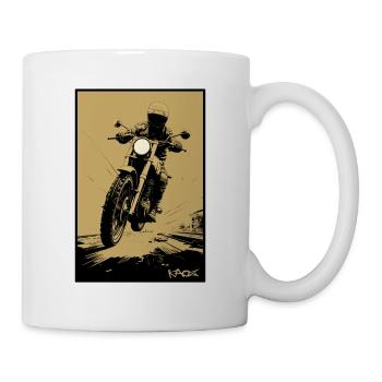 Oldschool Retro Biker Motorrad - Tasse - Weiß - Rechts