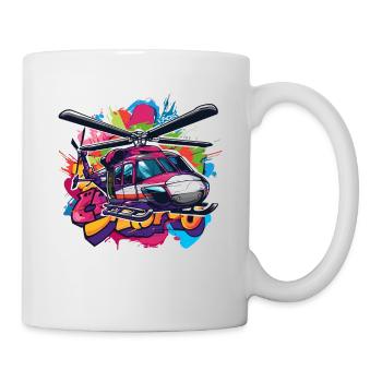 Ein farbenfroher Graffiti Hubschrauber - Tasse - Weiß - Rechts