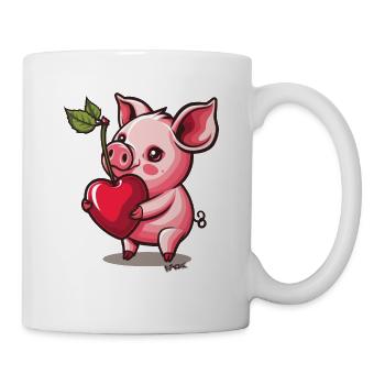 Eine süße kleine Kirsche ein niedliches Schwein - Tasse - Weiß - Rechts