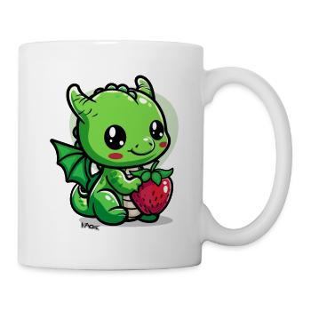 A little cute dragon with a strawberry - Mug - white - Right