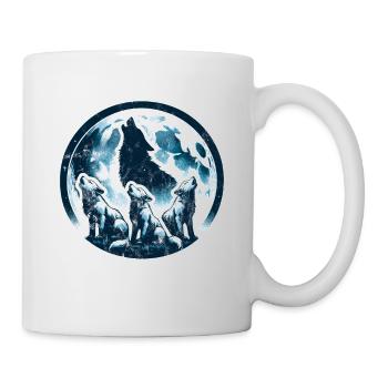 Monocolor Wolf Welpen heulen Mond Fantasy Natur - Tasse - Weiß - Rechts