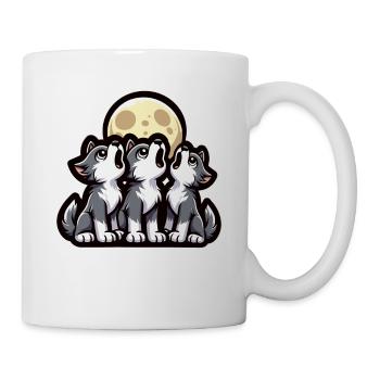 Süße Wolf Welpen heulen Mond Cartoon Stil - Tasse - Weiß - Rechts