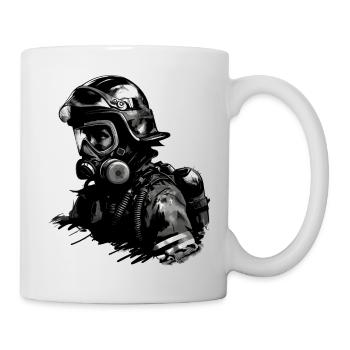 Masque à gaz de protection respiratoire de pompier de pompier - Mug blanc - blanc - Droite