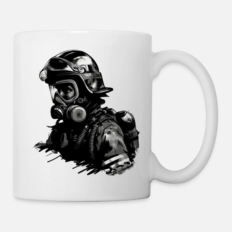Masque à gaz de protection respiratoire de pompier de pompier - Mug blanc - blanc