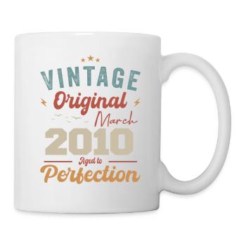 März 2010 Jahrgang geboren Vintage Geburtstag - Tasse - Weiß - Rechts