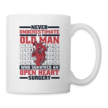 Never Underestimate An Old Man Survived Heart - Mug - white - Right