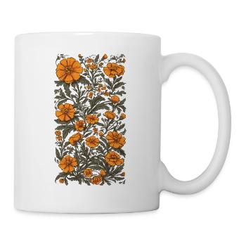 Tagetes Vintage Floral Design Esthétique - Mug blanc - blanc - Droite