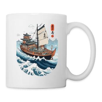 Japanese Art Aesthetic Captain Sailboat - Mug - white - Right