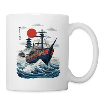 Japan Retro Ukiyo-E Aesthetic Captain Sailboat - Mug - white - Right