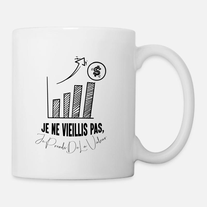 je ne vieillis pas je prends de la valeur - Mug blanc - blanc