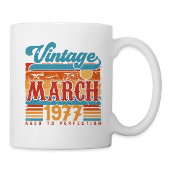 March 1977, Vintage March 1977 Anniversary Gift. - Mug - white - Right