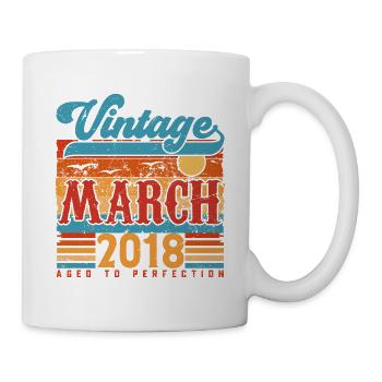 March 2018, Vintage Anniversary Gift March 2018. - Mug - white - Right