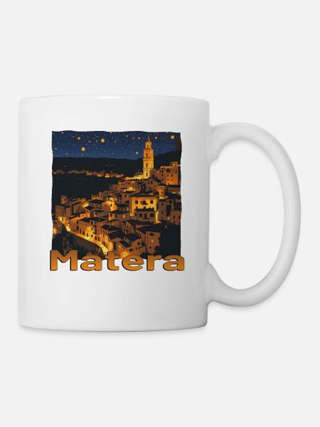 Matera, Italy, Sunset, Night, Starry Sky - Mug - white