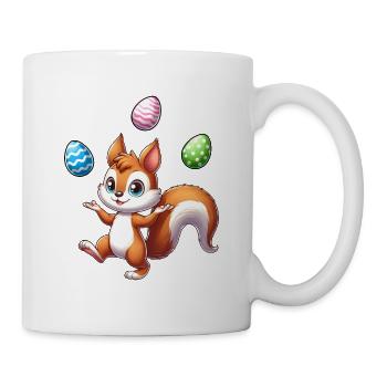 Osterei Jonglierendes Eichhörnchen Comic Design - Tasse - Weiß - Rechts