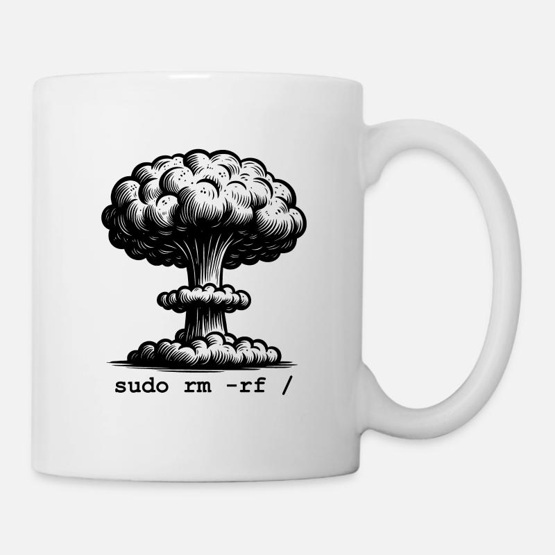Linux Funny Linux Command Sudo RM RF für Männer - Tasse - Weiß