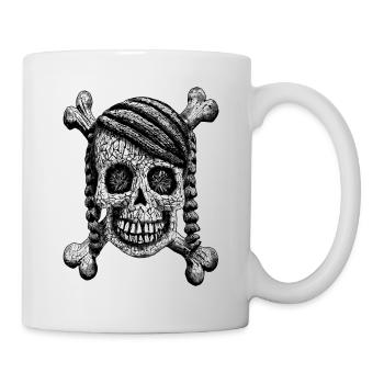 Horrorfans aufgepasst: Urbanes Totenkopf-T-Shirt - Tasse - Weiß - Rechts