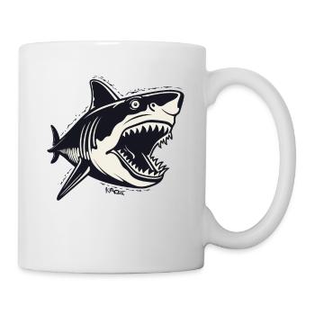 Un requin de dessin animé à l’ancienne - Mug blanc - blanc - Droite