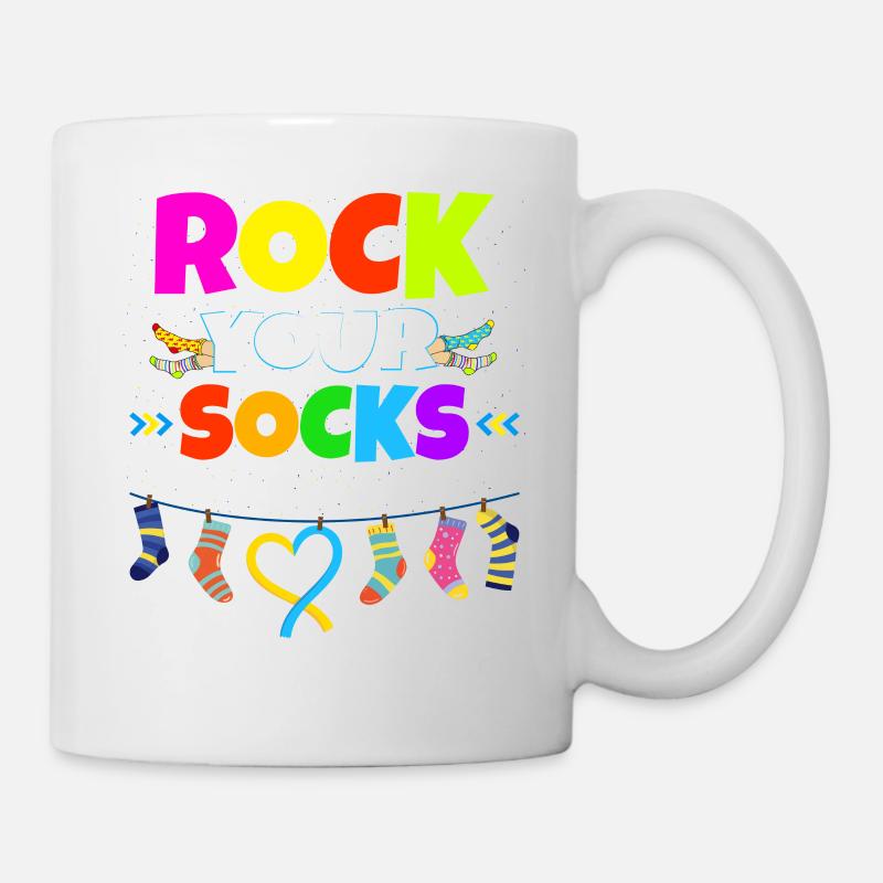 Down-Syndrom-Tag WDSD - Rock Your Socks - Tasse - Weiß