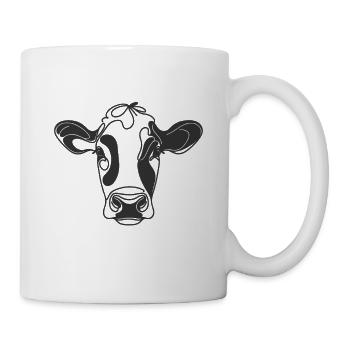 Line Art Papa Maman Vache - Holstein - Mug blanc - blanc - Droite