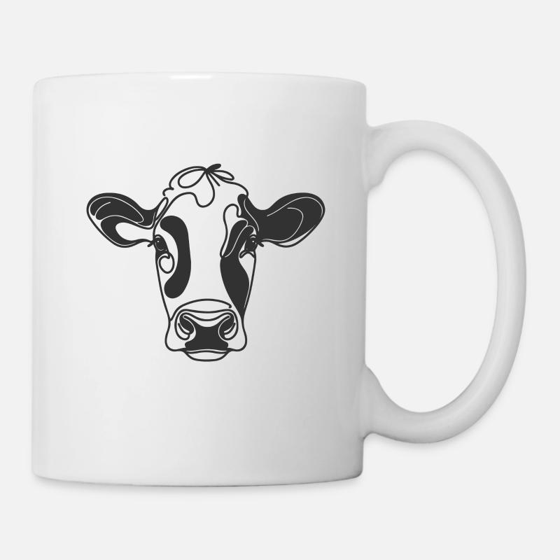 Line Art Papa Maman Vache - Holstein - Mug blanc - blanc