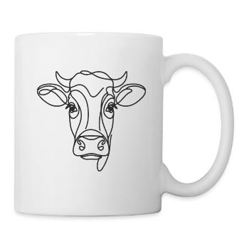 Line Art Dad Mom Cow - Yellow Cattle - Mug - white - Right