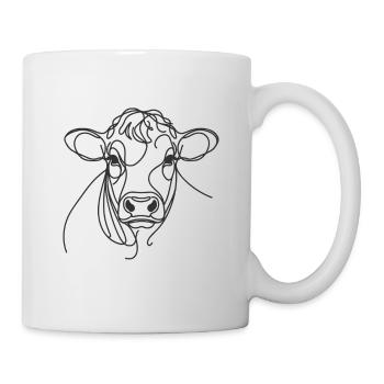 Linie Art Dad Mama Kuh - Charolais - Tasse - Weiß - Rechts