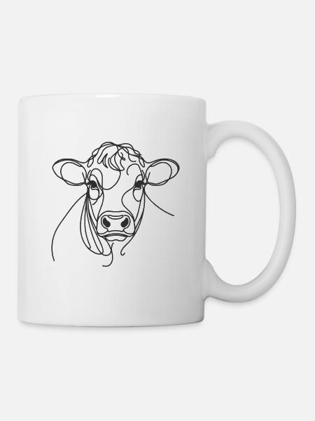 Line Art Papa Maman Vache - Charolais - Mug blanc - blanc