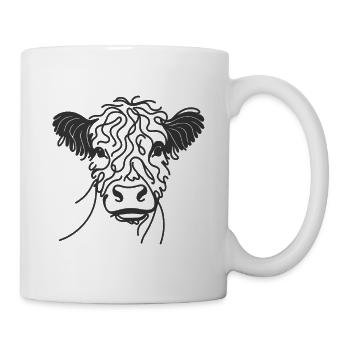 Line Art Dad Mom Cow - Galloway Belted - Mug - white - Right