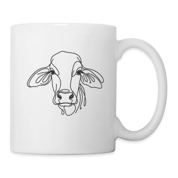 Line Art papa maman vache - Brahman - Mug blanc - blanc - Droite