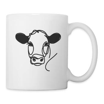 Line Art Papa Maman Vache - Black Angus - Mug blanc - blanc - Droite