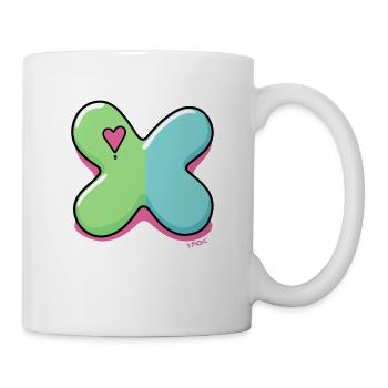 Markiere ein X, wenn du Herzen liebst - Tasse - Weiß - Rechts