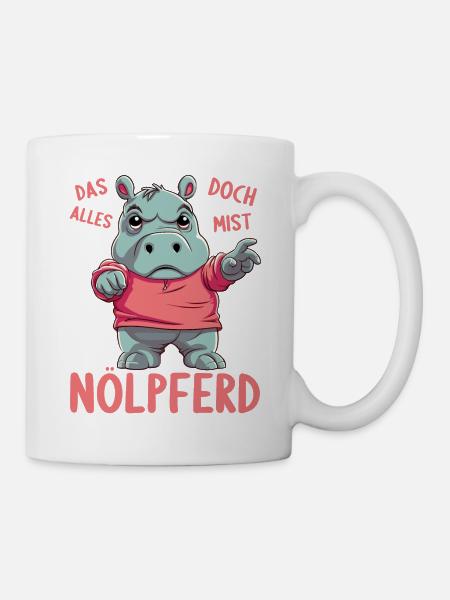 Nilpferd Hippo meckern Meckerer Nölpferd - Tasse - Weiß