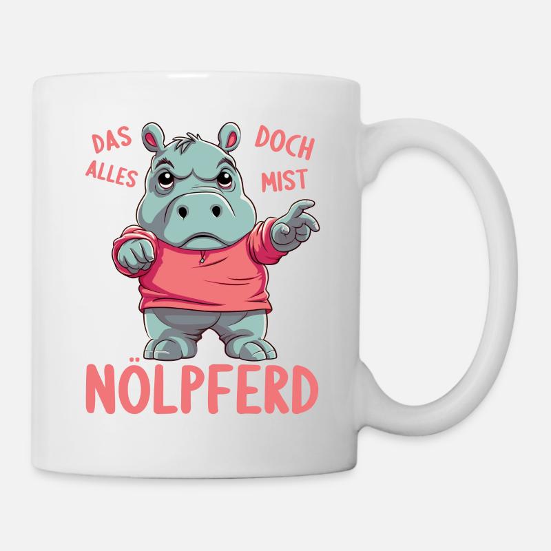 Nilpferd Hippo meckern Meckerer Nölpferd - Tasse - Weiß